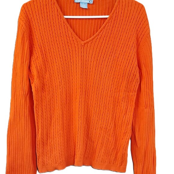 Evan-Picone Woman's Sweater Size XL. Orange in color. Long Sleeve V-Neck, Cotton - Picture 1 of 7